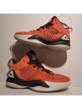 Peak Mens Basketball Shoes Orange & Black Size 9.5 Lightweight Mesh Upper Durabl